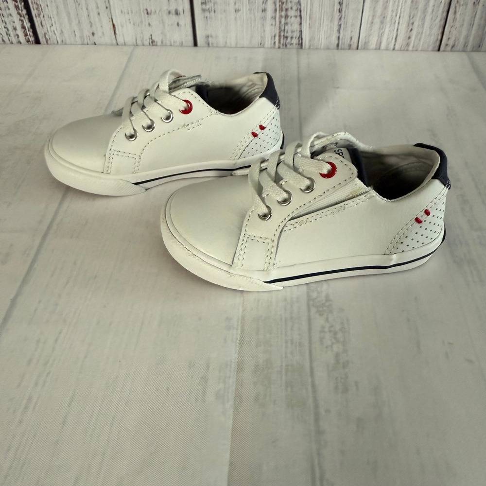 Sperry Top-Sider Kids White Leather Sneakers STL262731 Size 5.5M like new